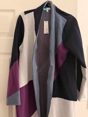 NWT Perlavera Colorblock Long Cardigan